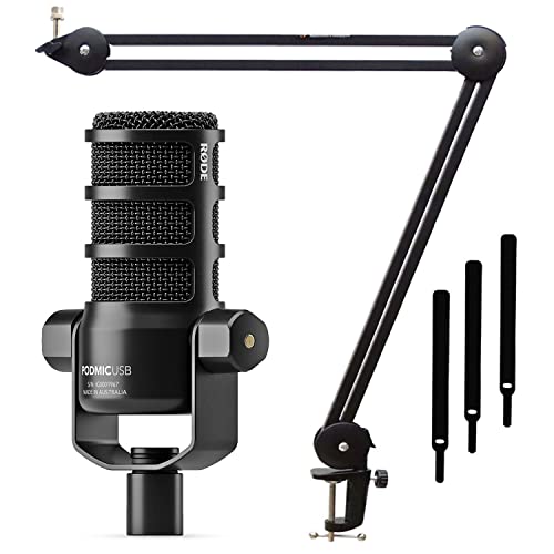 Rode Podmic USB XLR Sprecher-Mikrofon + keepdrum MS138 Gelenkarm Stativ Schwarz von RØDE