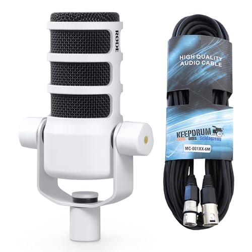 Rode Podmic professionelles Podcast-Mikrofon Weiss + keepdrum XLR-Kabel Rode Podmic professionelles Podcast-Mikrofon Weiss + keepdrum XLR-Kabel von RØDE