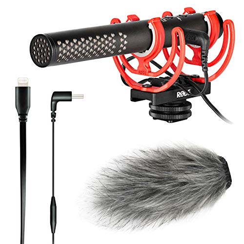 Rode Videomic NTG Broadcast Kamera-Mikrofon + SC15 Anschlusskabel USB-C zu Light-ning + keepdrum Fell-Windschutz von RØDE