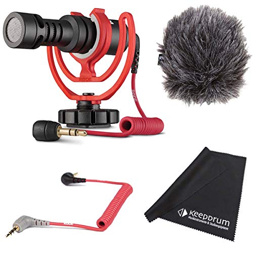 Rode Videomicro Kondensator Kamera Mikrofon Set + SC7 Anschlusskabel TRS 3,5mm –TRRS + keepdrum Mikrofasertuch von RØDE