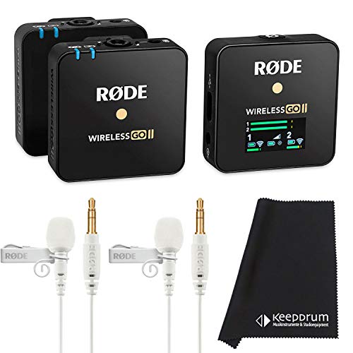 Rode Wireless GO II 2-Kanal Mikrofon-Funksystem + 2X Lavalier GO Weiß + keepdrum Mikrofasertuch von RØDE