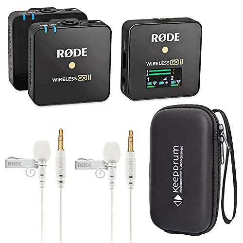 Rode Wireless GO II 2-Kanal Mikrofon-Funksystem + 2X Lavalier GO Weiß + keepdrum Soft-Case von RØDE
