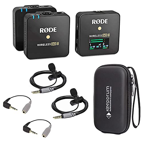 Rode Wireless GO II 2-Kanal Mikrofon-Funksystem + 2X Smartlav + 2X SC3 + keepdrum Soft-Case von RØDE