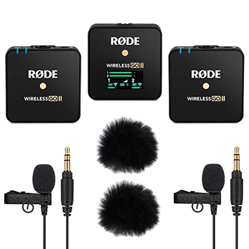 Rode Wireless GO II BK 2-Kanal Mikrofon-Funksystem + 2X Lavalier GO BK + 2X keepdrum Windschutz Schwarz von RØDE