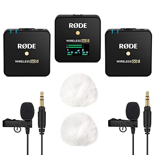 Rode Wireless GO II Drahtloses Mikrofon-System + 2X Lavalier GO BK + 2X keepdrum Windschutz Weiss von RØDE