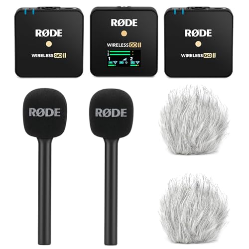 Rode Wireless GO II Funk-Mikrofon Set + 2X Interview GO Handadapter + 2X keepdrum Fell-Windschutz Rode Wireless GO II Funk-Mikrofon Set + 2X Interview GO Handadapter + 2X keepdrum Fell-Windschutz von RØDE