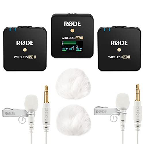 Rode Wireless GO II Funk-Mikrofon Set + 2X Lavalier GO Weiss + 2X keepdrum Windschutz Weiss von RØDE