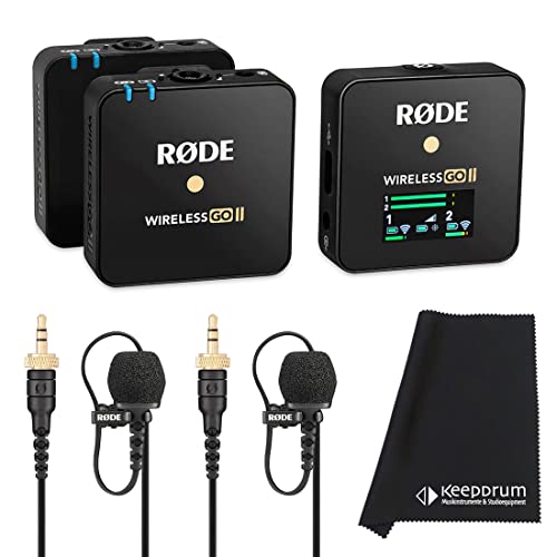 Rode Wireless GO II Mikrofon-Funksystem + 2X Lavalier II Ansteck-Mikrofon + keepdrum Mikrofasertuch von RØDE