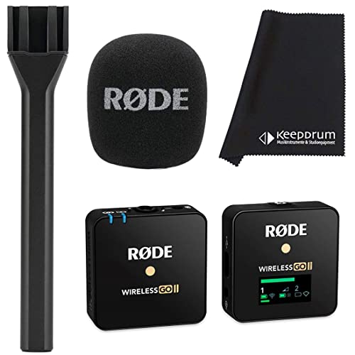Rode Wireless GO II Single Mikrofon Drahtlos-System + Interview GO Handheld-Adapter + keepdrum Mikrofasertuch von RØDE