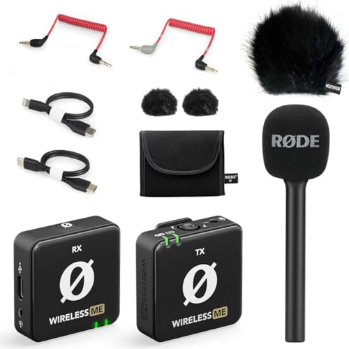 Rode Wireless ME Drahtlos-Mikrofon-Set + Interview GO Griff-Handadapter + keepdrum Fell-Windschutz BK von RØDE