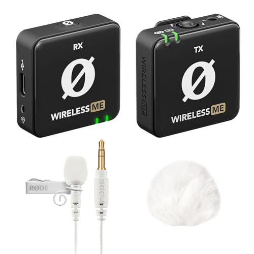 Rode Wireless ME Drahtlos Mikrofon-System + Lavalier GO Mikrofon Weiss + keepdrum Windschutz Weiss von RØDE