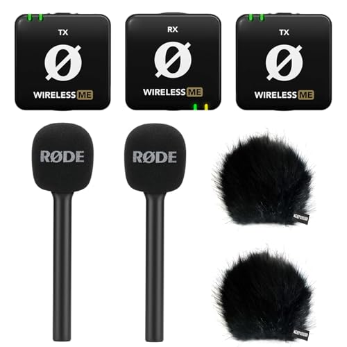 Rode Wireless ME Dual Mikrofon Funksystem + 2X Interview GO Handadapter + 2X keepdrum Fell-Windschutz BK Rode Wireless ME Dual Mikrofon Funksystem + 2X Interview GO Handadapter + 2X keepdrum Fell-Windschutz BK von RØDE