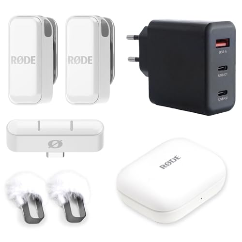 Rode Wireless Micro Drahtloses Mikrofon-System USB-C Weiss mit keepdrum Netzteil von RØDE