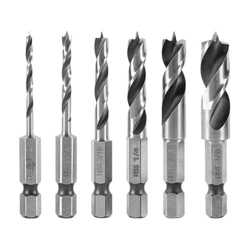 RODISHOMM 6-teiliges Holzbohrer Set mit Sechskantschaft – Kurzbohrer mit Zentrierspitze & Vorschneider für Hart-, Weich- & Sperrholz RODISHOMM 6-teiliges Holzbohrer Set mit Sechskantschaft – Kurzbohrer mit Zentrierspitze & Vorschneider für Hart-, Weich- & Sperrholz von RODISHOMM