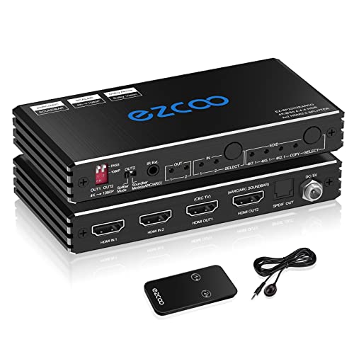 HDMI Splitter 4K 60Hz ARC/eARC for Soundbar HDMI Switch Bi-Direction 1 In 2 Out or 2 Input to 2 Output SPDIF 5.1CH Breakout D-olby Vision Atmos HDR CEC HDCP2.2 Scaler 4K 1080 for Xbox,PS5,SONOS ARC von ROFAVEZCO