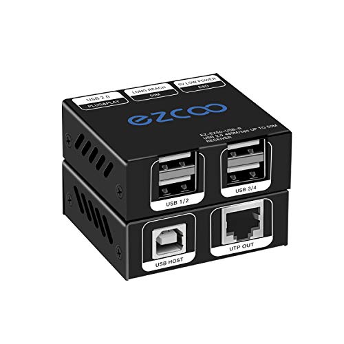 USB Extender 165ft 4-Port USB 2.0 HUB von Ethernet Cat5e Cat6 - USB RJ45 LAN-Erweiterung, Zwei Webcams Arbeiten synchron, unterstützen Windows, MacOS, Android, Linux, kein Treiber, EX50USB von ROFAVEZCO