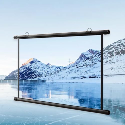 Manuelle Pull-Down-Projektionsleinwände 16:9, schwarze einziehbare Leinwand Beamer zum Hochziehen, Projektionsdisplay – Polyester-Filmleinwand für den Außenbereich für Heimkino, Büro(White plastic,30" von ROFBIHG