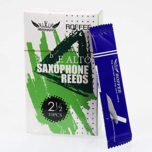 ROFFEE Sax Schilf,Altsax-Saxophon Blätter,alto sax saxophone reeds strength 2.5,10 pcs/box,individual packing von ROFFEE