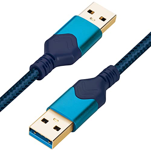 ROFICORD USB 3.0-Stecker-zu-Stecker-Kabel, USB-A-zu-USB-A-Hochgeschwindigkeits-Datenkabel, kompatibel mit Festplattenlaufwerk/Laptop-Kühler/Set-Top-Box/DVD-Player/TV/Kamera und mehr (0,3 M, Blau) von ROFICORD