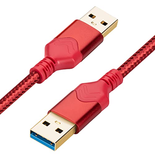 ROFICORD USB 3.0-Stecker-zu-Stecker-Kabel, USB-A-zu-USB-A-Hochgeschwindigkeits-Datenkabel, kompatibel mit Festplattenlaufwerk/Laptop-Kühler/Set-Top-Box/DVD-Player/TV/Kamera und mehr (0,3 M, Rot) von ROFICORD