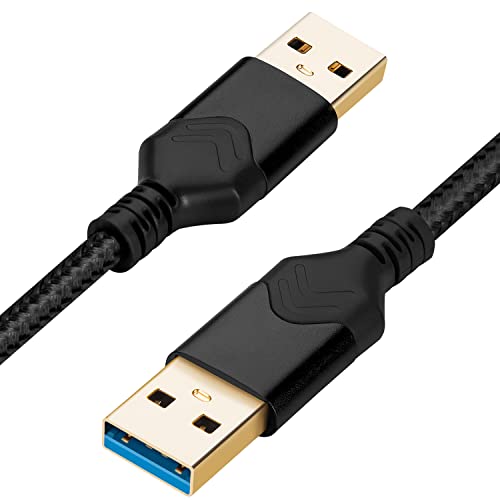 ROFICORD USB 3.0-Stecker-zu-Stecker-Kabel, USB-A-zu-USB-A-Hochgeschwindigkeits-Datenkabel, kompatibel mit Festplattenlaufwerk/Laptop-Kühler/Set-Top-Box/DVD-Player/TV/Kamera und mehr (1,5 M, Schwarz) von ROFICORD