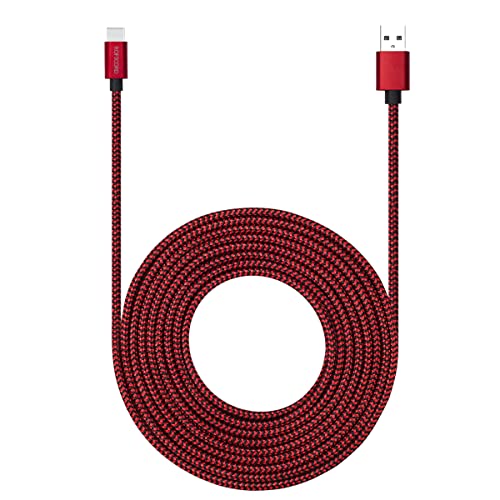 ROFICORD USB Typ C Kabel, 4,6m, mit 3A Schnellladung, Ultra langes und extrem haltbares Nylon geflochtenes USB C Ladekabel für Galaxy S10/S9/S8/Google Pixel/LG/OnePlus/Moto und mehr (rot) von ROFICORD