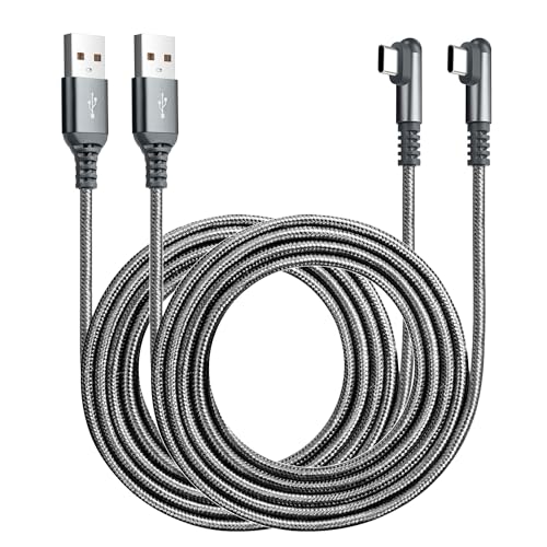 ROFICORD USB-Typ-C-Ladekabel, 3A, [2er-Pack, 1,5m+3m], rechtwinklig, 90 Grad, Schnellladung, geflochtenes Kabel, kompatibel mit Galaxy S10, S9 und anderen Typ-C-Geräten (1.5M+3M, Grau) von ROFICORD