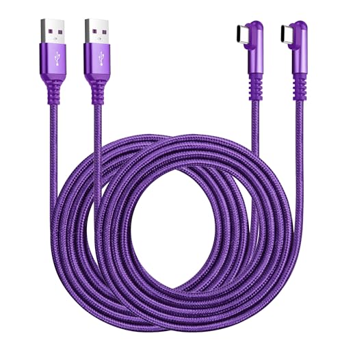 ROFICORD USB-Typ-C-Ladekabel, 3A, [2er-Pack, 1,5m+3m], rechtwinklig, 90 Grad, Schnellladung, geflochtenes Kabel, kompatibel mit Galaxy S10, S9 und anderen Typ-C-Geräten (1.5M+3M, Lila) von ROFICORD