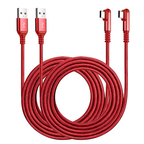 ROFICORD USB-Typ-C-Ladekabel, 3A, [2er-Pack, 1.5m+1.5m], rechtwinklig, 90 Grad, Schnellladung, geflochtenes Kabel, kompatibel mit Galaxy S10, S9 und anderen Typ-C-Geräten (1.5M+1.5M, Rot) von ROFICORD