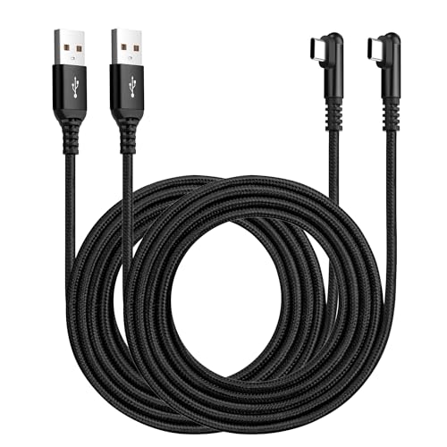 ROFICORD USB-Typ-C-Ladekabel, 3A, [2er-Pack, 1.5m+1.5m], rechtwinklig, 90 Grad, Schnellladung, geflochtenes Kabel, kompatibel mit Galaxy S10, S9 und anderen Typ-C-Geräten (1.5M+1.5M, Schwarz) von ROFICORD