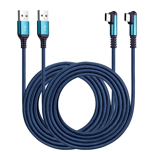 ROFICORD USB-Typ-C-Ladekabel, 3A, [2er-Pack, 3m+3m], rechtwinklig, 90 Grad, Schnellladung, geflochtenes Kabel, kompatibel mit Galaxy S10, S9 und anderen Typ-C-Geräten (3M+3M, Blau) von ROFICORD