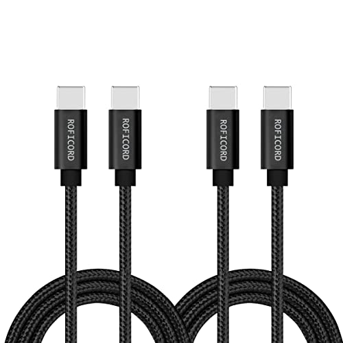 USB-C-auf-USB-C-Kabel, [2er-Pack 0,6 m] 60-W-Stromversorgungs-Schnellladekabel Typ C, kompatibel mit MacBook Pro/iPad Pro/Galaxy S20/Microsoft Surface/Google Pixel und anderen USB-C-Geräten (Schwarz) von ROFICORD