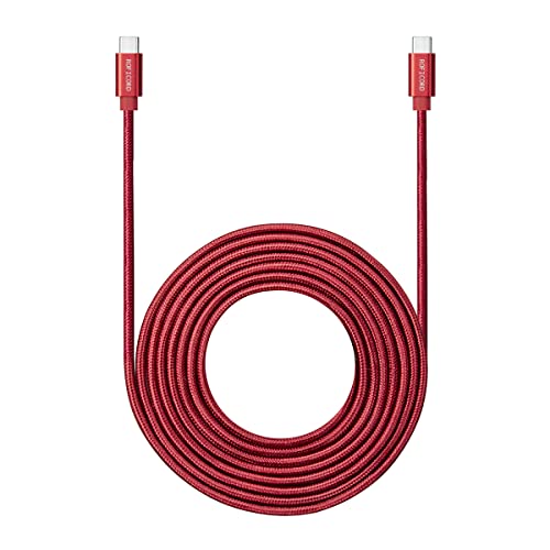 USB-C-zu-USB-C-Kabel, 4,6 m, 60 W Stromversorgung, extra langes und extrem langlebiges Typ-C-Ladekabel, kompatibel mit MacBook Pro/Galaxy S20/Switch/Pixel/LG und anderen USB-C-Ladegeräten (rot) von ROFICORD