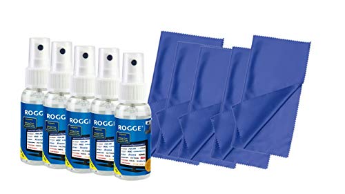 ROGGE 5er Set 5x50ml Smartphone - Tablet - Notebook - Display - Screen Cleaner inkl. 5X Super Soft Microfasertücher 18x15cm von ROGGE