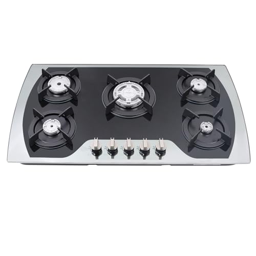 ROGONPDK Gaskochfeld 5 Flammen Gasherd Einbauherd Gaskocher 90x51 CM Zuhause und Wohnmobil Gaskochfeld mit DüSe Propangas Stove Cooker Kochfeld Schwarz ROGONPDK Gaskochfeld 5 Flammen Gasherd Einbauherd Gaskocher 90x51 CM Zuhause und Wohnmobil Gaskochfeld mit DüSe Propangas Stove Cooker Kochfeld Schwarz von ROGONPDK