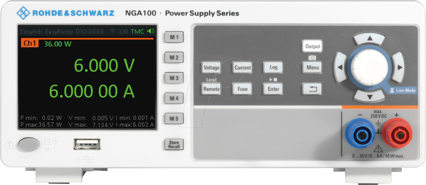 NGA 101 - Labornetzgerät NGA101, 0 - 35 V, 0 - 6 A, 40 W, 1 Kanal von ROHDE & SCHWARZ