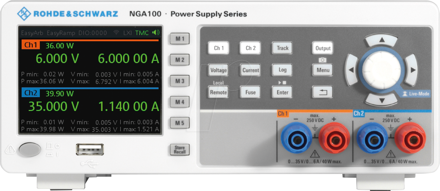 NGA 102 - Labornetzgerät NGA102, 0 - 35 V, 0 - 6 A, 80 W, 2 Kanäle von ROHDE & SCHWARZ