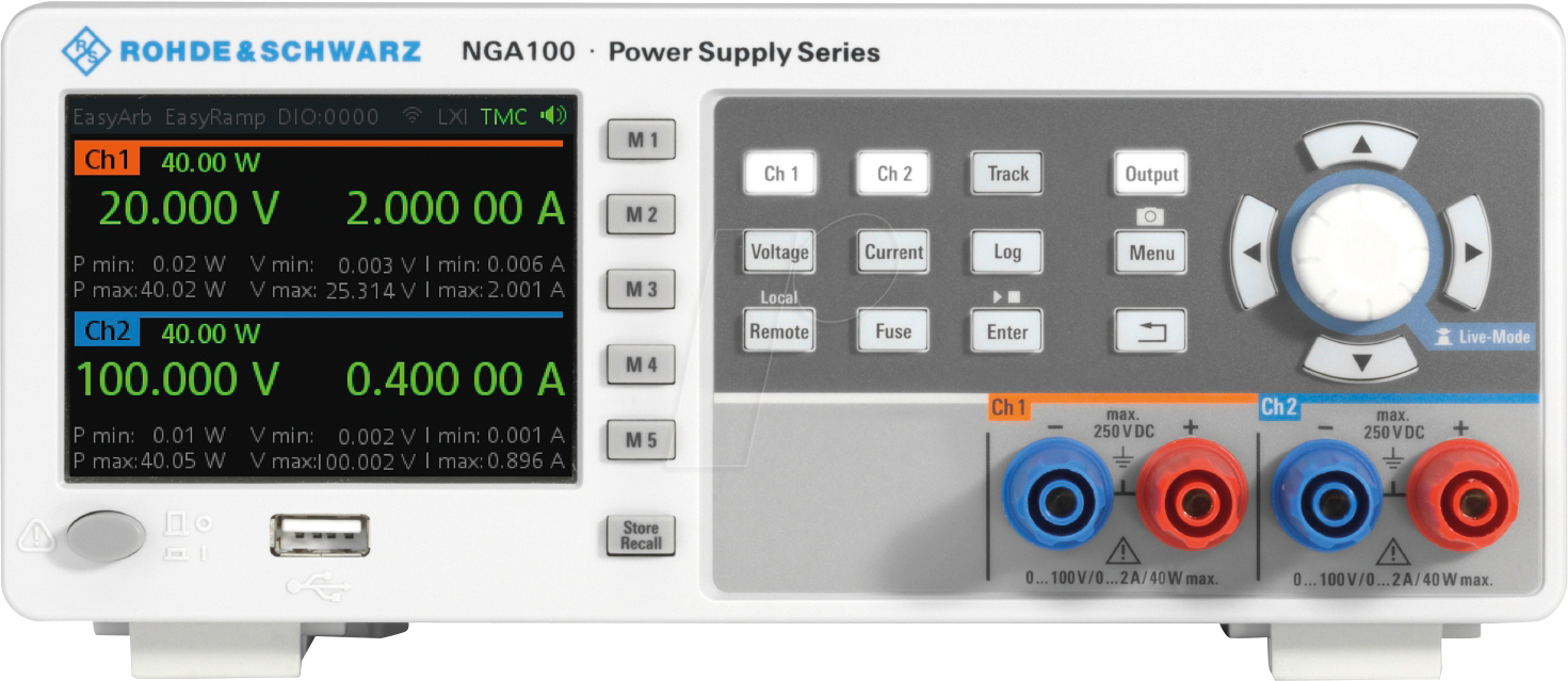 NGA 142 - Labornetzgerät NGA142, 0 - 200 V, 0 - 4 A, 80 W, 2 Kanäle von ROHDE & SCHWARZ