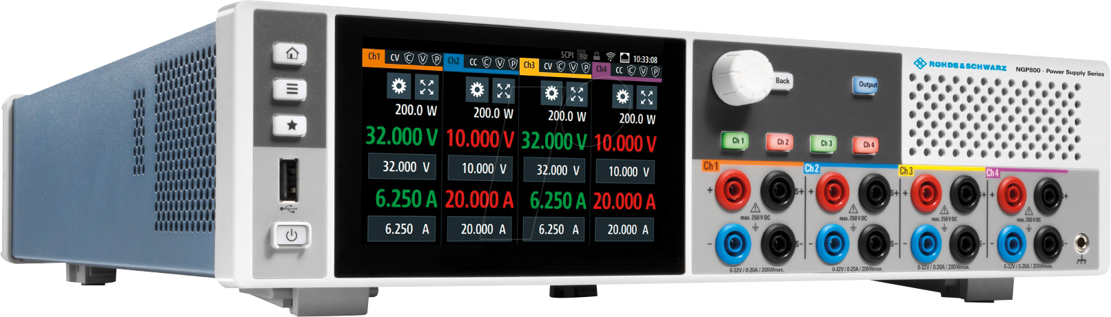 NGP 804 - Labornetzgerät NGP804, 0 - 32 V, 0 - 20 A, 400 W, 4 Kanäle von ROHDE & SCHWARZ