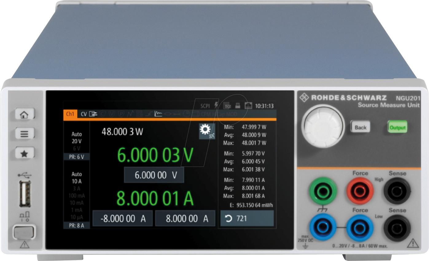 NGU 201 COM - Labornetzgerät NGU201,  0 - 20 V, 0 - 8 A, mit Optionspaket von ROHDE & SCHWARZ