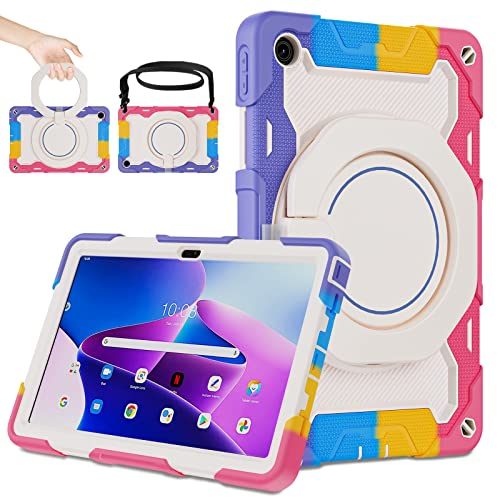 ROISKIN 10.6 Zoll Hülle für Lenovo Tab M10 Plus 3rd Gen 2022 (TB125/TB128): Heavy Duty Stoßfeste Abdeckung mit Bildschirmschutz & Drehbarer Ständer & Schultergurt & Bleistifthalter von ROISKIN