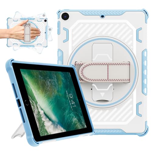 ROISKIN Hülle für iPad 6/5 Generation 9.7 Zoll: Stoßfest Robuste Schutzhülle für Air 2/ Pro 9.7 2017/2018 mit 360 Rotation Stand/Handschlaufe für Kinder Jungen Mädchen,Blau von ROISKIN