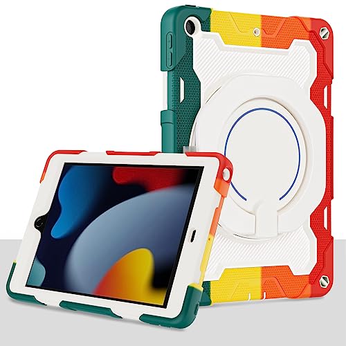 ROISKIN Kinder Hülle für iPad 9 8 7 Generation 10.2 Zoll,Heavy Duty Stoßfeste iPad Hülle 9. Generation mit Stifthalter & Bildschirmschutz & Drehbarer Ständer & Schultergurt,Rot von ROISKIN