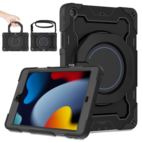 ROISKIN Kinder Hülle für iPad 9 8 7 Generation 10.2 Zoll,Heavy Duty Stoßfeste iPad Hülle 9. Generation mit Displayschutz & Stifthalter & Drehbarer Ständer & Schultergurt von ROISKIN