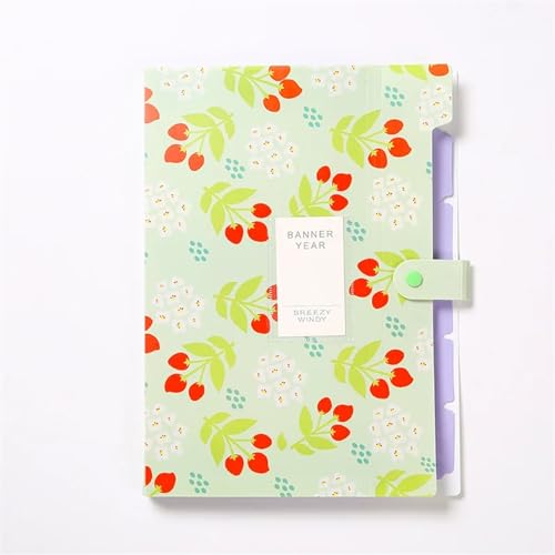 Basics Expanding File Folder Organiser, 6 Schichten Dokumententasche Niedlicher Datei-Organizer Rechnungsordner Aufbewahrungstasche Schreibwaren Bürobedarf Ordner(Green) von ROJDFCNBW