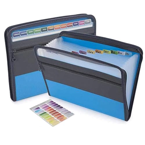Basics Expanding File Folder Organiser, Akkordeon-Dateiordner mit 13 Fächern, Dokumenten-Organizer(Blue) von ROJDFCNBW