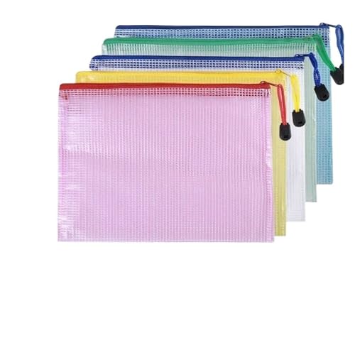Plastic Wallets Zip Folders, 5 PCS A4 A5 A6 Schreibwaren Lagerung Ordner Datei Ordner Schule Bürobedarf Stationären(5 Pcs A5 Mix Bags) von ROJDFCNBW