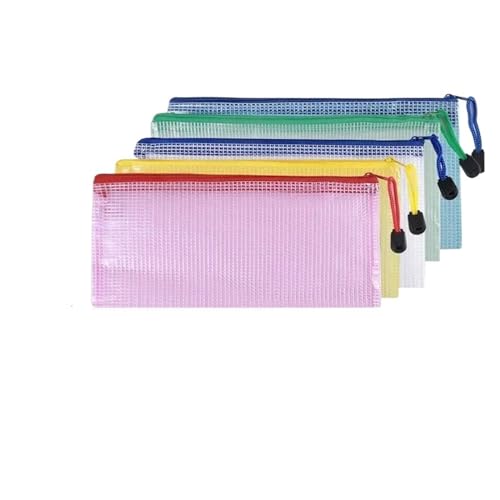 Plastic Wallets Zip Folders, 5 PCS A4 A5 A6 Schreibwaren Lagerung Ordner Datei Ordner Schule Bürobedarf Stationären(5 Pcs A6 Mix Bags) von ROJDFCNBW