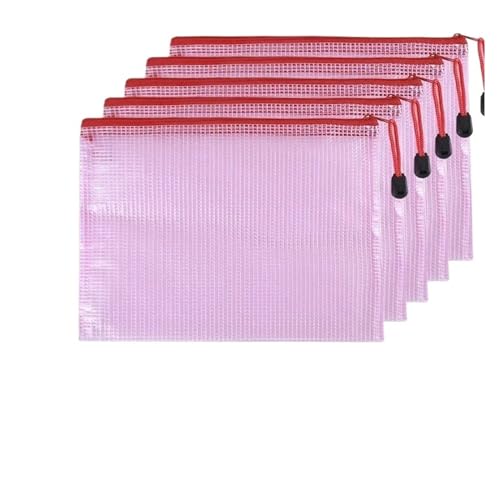 Plastic Wallets Zip Folders, 5 PCS A4 A5 A6 Zip Datei Ordner Schule Bürobedarf Schreibwaren(5 Pcs A4 Red Bags) von ROJDFCNBW