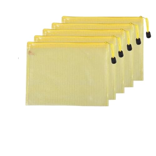Plastic Wallets Zip Folders, 5 PCS A4 A5 A6 Zip Datei Ordner Schule Bürobedarf Schreibwaren(5 Pcs A4 Yellow Bag) von ROJDFCNBW